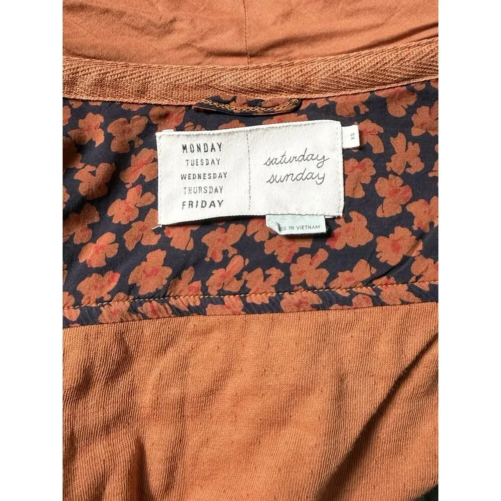 Anthropologie Saturday Sunday TAVI Rusty Orange Asymmetric Cotton Moto Jacket XS